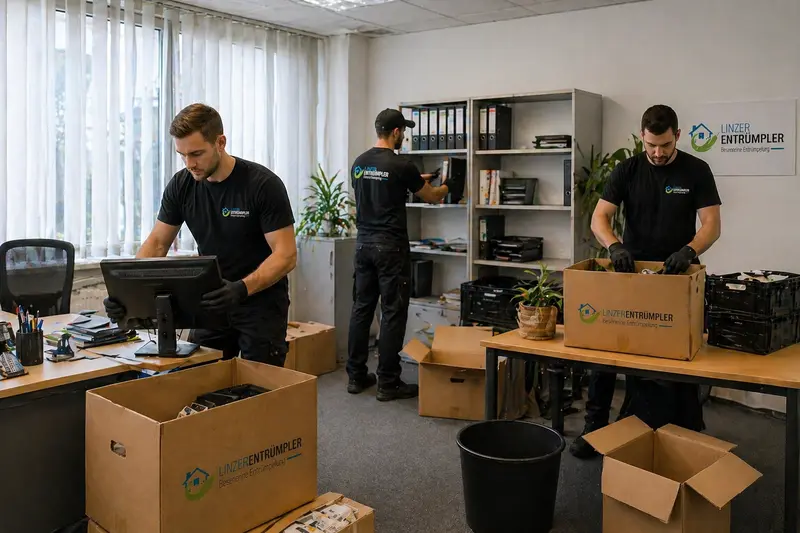 Firmenräumung in Linz – Team beim Ausräumen eines Büros